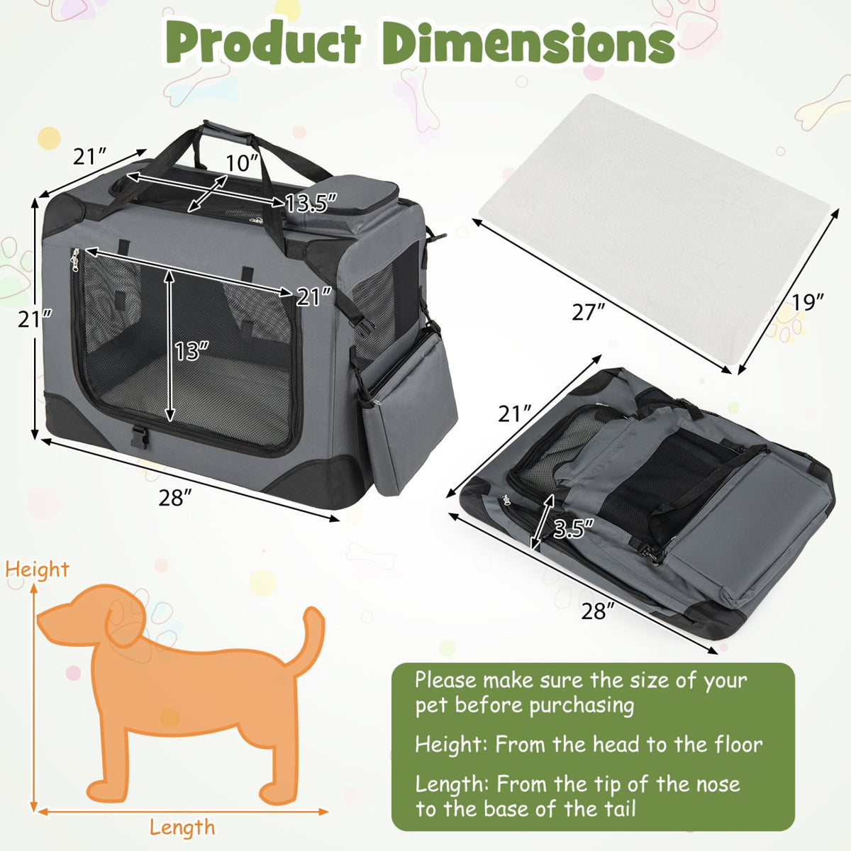 Soft Collapsible Dog Crate with Mesh Windows and 3 Doors