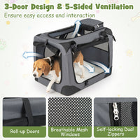 Soft Collapsible Dog Crate with Mesh Windows and 3 Doors