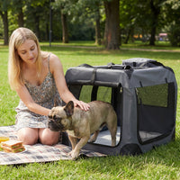 Soft Collapsible Dog Crate with Mesh Windows and 3 Doors