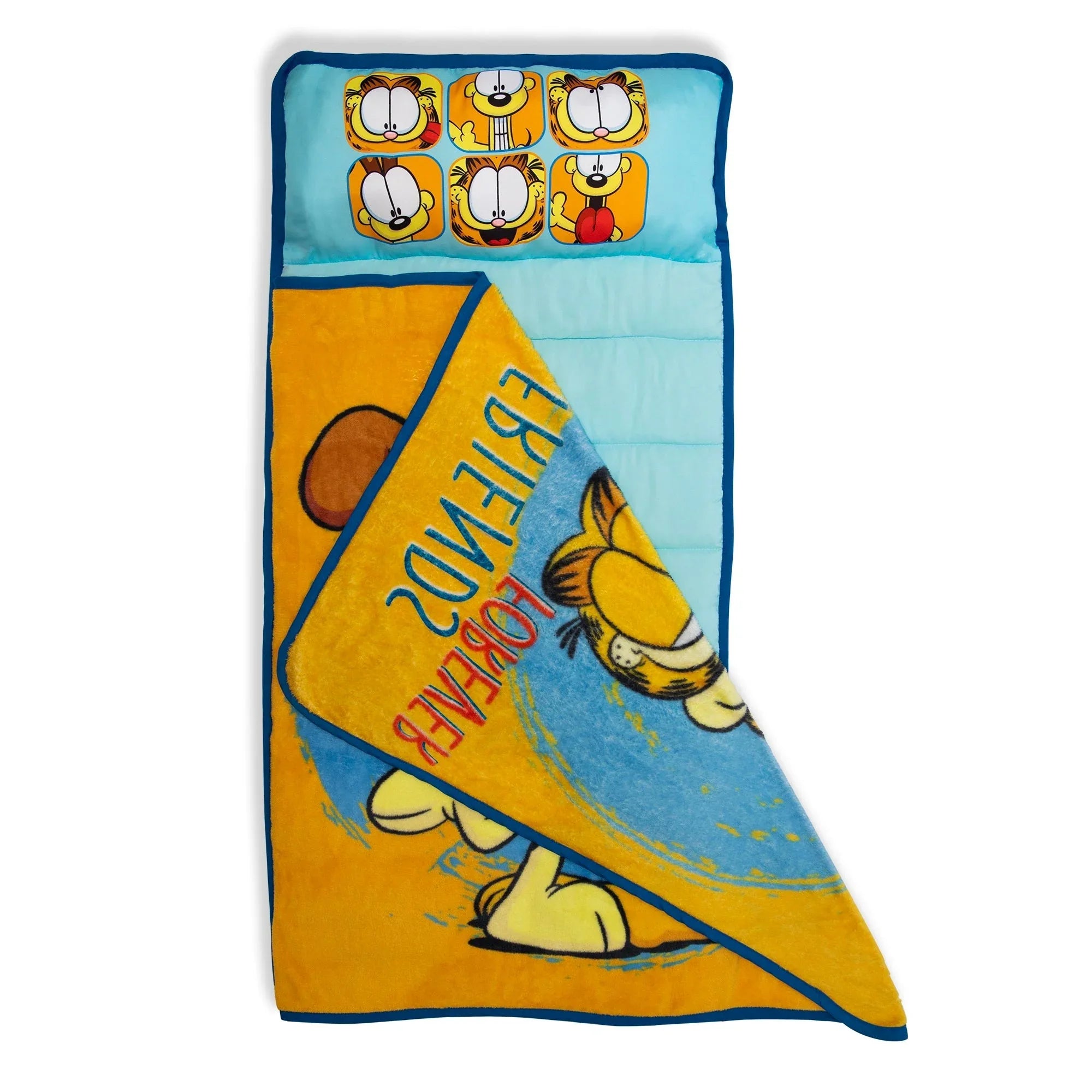 Garfield Forever Friends Toddler Nap Mat - Includes Attached Pillow and Fleece Blanket - BIG FRENCHIES
