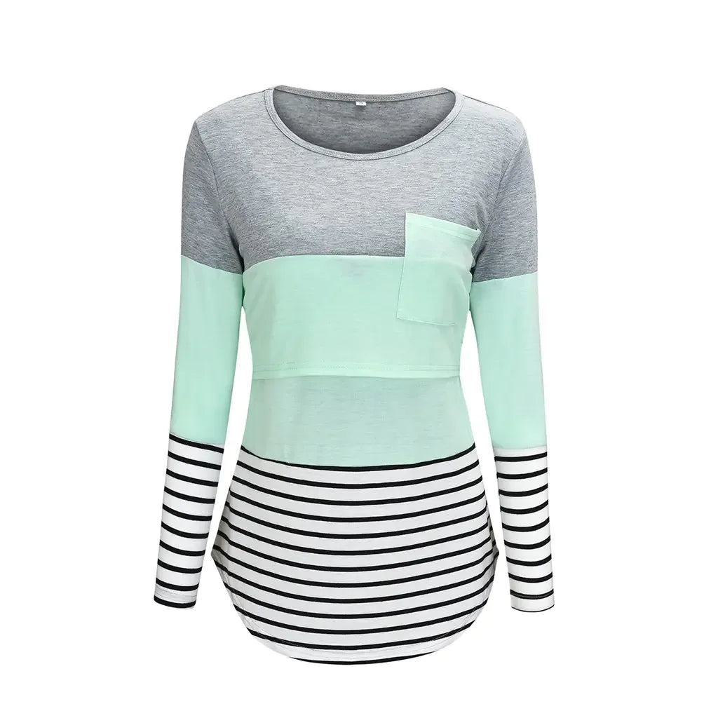 Maternity Nursing T-Shirt with Stitching and Long Sleeves - # BAGE211510102-NURSG - BIG FRENCHIES