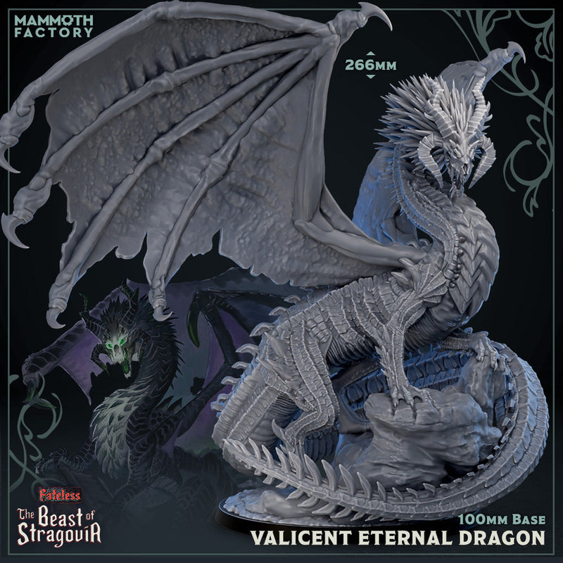 Valicent the Eternal Dragon (Adult Black Dragon)-3D Printed Miniatures-BIG FRENCHIES-All Systems Go Games