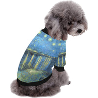 Van Gogh Starry Night Over The Rhone Round Neck Shirt