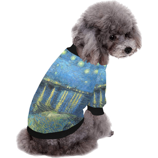 Van Gogh Starry Night Over The Rhone Round Neck Shirt