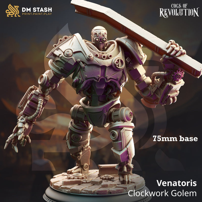 Venatoris, Clockwork Golem-3D Printed Miniatures-BIG FRENCHIES-All Systems Go Games