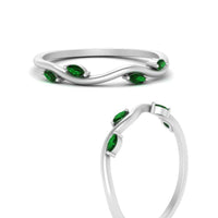 Vine Marquise Simple Wedding Band