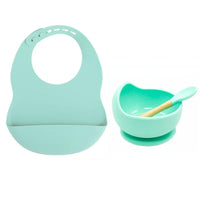 Colorful Silicone Feeding Set for Babies: Bib, Bowl, and Spoon