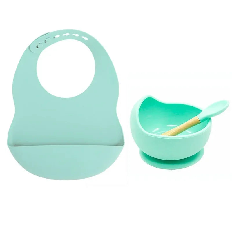 Colorful Silicone Feeding Set for Babies: Bib, Bowl, and Spoon - BIG FRENCHIES
