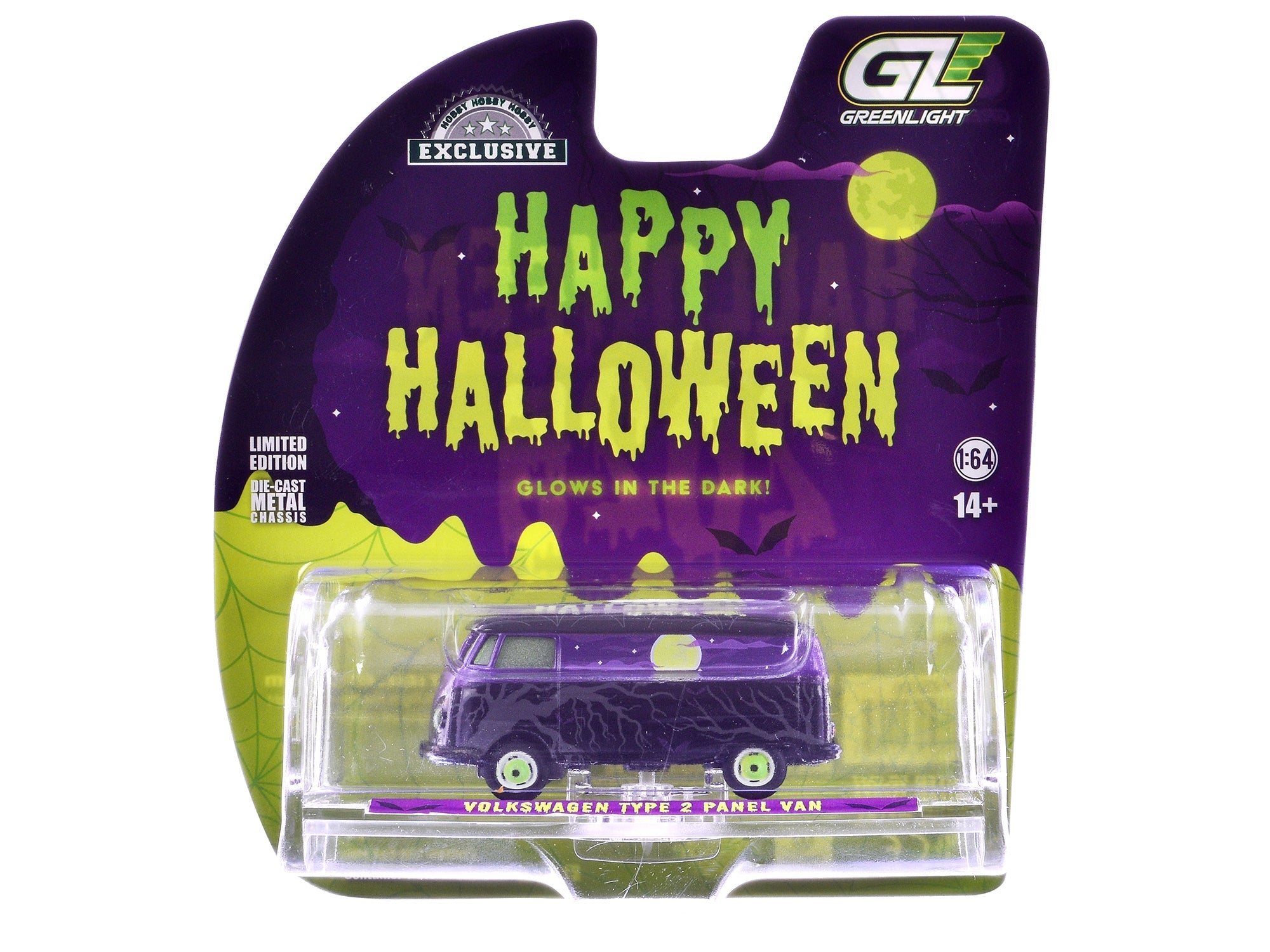 Volkswagen Type 2 Panel Van "Halloween 2025 - Spooky Night" Black and Purple with "Glow in the Dark" Paint "Hobby Exclusive" Series 1/64 Diecast Model Car by Greenlight  free shipping USA
