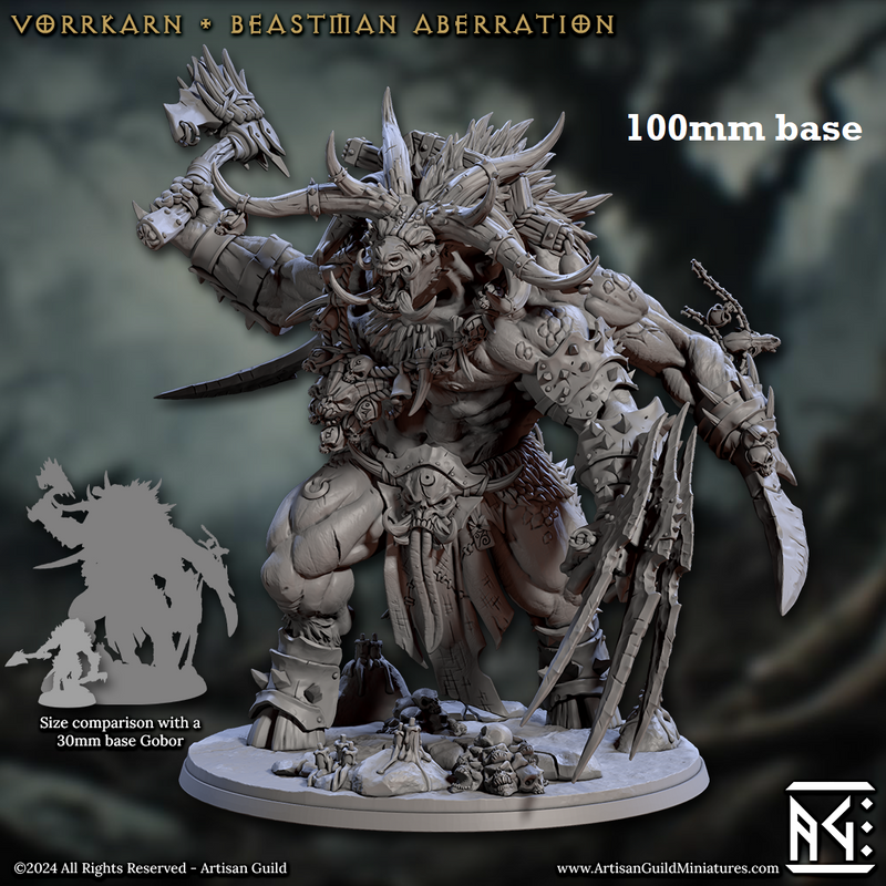 Vorrkarn, Beastman Aberration (Epic Minotaur Boss)-3D Printed Miniatures-BIG FRENCHIES-All Systems Go Games