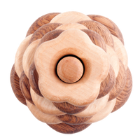 Wooden stacking toy in flower shape from 2 types of wood