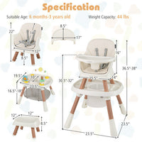 16-in-1 Baby High Chair with Activity Center and Booster Seat for Babies and Toddlers-White - Color: White