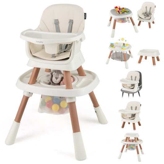 16-in-1 Baby High Chair with Activity Center and Booster Seat for Babies and Toddlers-White - Color: White