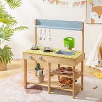 Costway Backyard Pretend Play Toy Kitchen with Stove Top