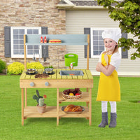 Costway Backyard Pretend Play Toy Kitchen with Stove Top