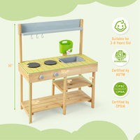 Costway Backyard Pretend Play Toy Kitchen with Stove Top
