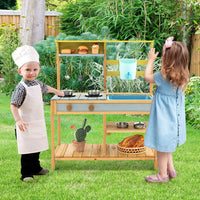 Costway Outdoor Kids Mud Kitchen with Faucet and Water Box