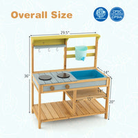 Costway Outdoor Kids Mud Kitchen with Faucet and Water Box