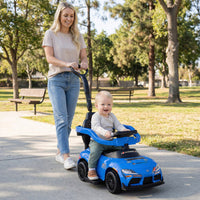 Costway 3-in-1 Toyota Licensed Foot-to-Floor Stroller Sliding Walking Toy-Blue