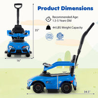 Costway 3-in-1 Toyota Licensed Foot-to-Floor Stroller Sliding Walking Toy-Blue