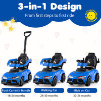 Costway 3-in-1 Toyota Licensed Foot-to-Floor Stroller Sliding Walking Toy-Blue