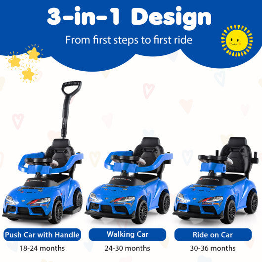 Costway 3-in-1 Toyota Licensed Foot-to-Floor Stroller Sliding Walking Toy-Blue