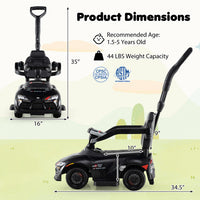Costway 3-in-1 Toyota Licensed Foot-to-Floor Stroller Sliding Walking Toy-Black