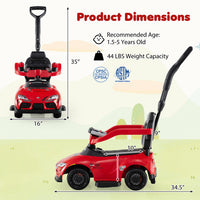 Costway 3-in-1 Toyota Licensed Foot-to-Floor Stroller Sliding Walking Toy-Red