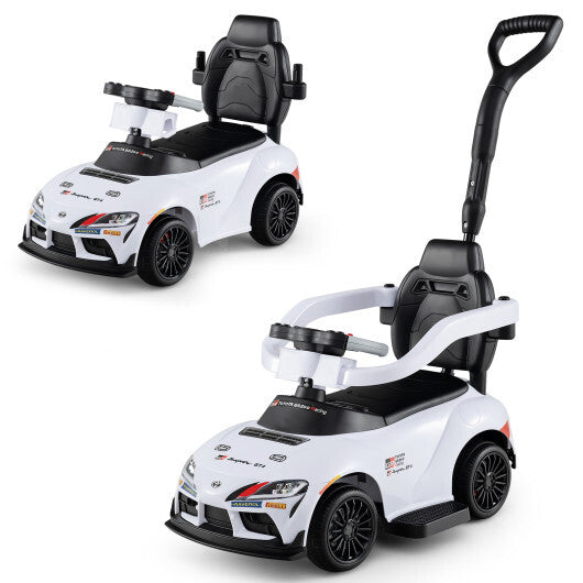 Costway 3-in-1 Toyota Licensed Foot-to-Floor Stroller Sliding Walking Toy-White