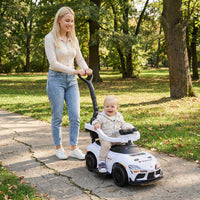 Costway 3-in-1 Toyota Licensed Foot-to-Floor Stroller Sliding Walking Toy-White
