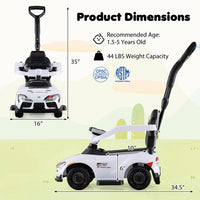 Costway 3-in-1 Toyota Licensed Foot-to-Floor Stroller Sliding Walking Toy-White