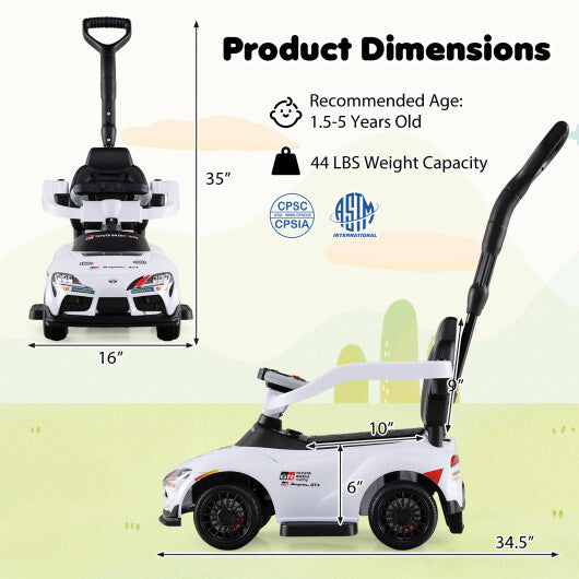 Costway 3-in-1 Toyota Licensed Foot-to-Floor Stroller Sliding Walking Toy-White