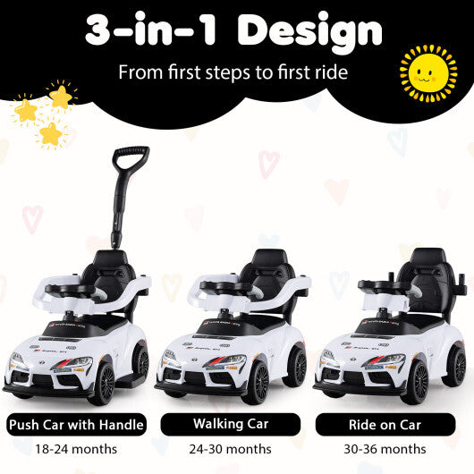 Costway 3-in-1 Toyota Licensed Foot-to-Floor Stroller Sliding Walking Toy-White