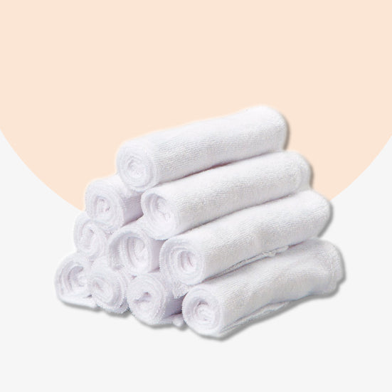 10 White Baby Washcloths