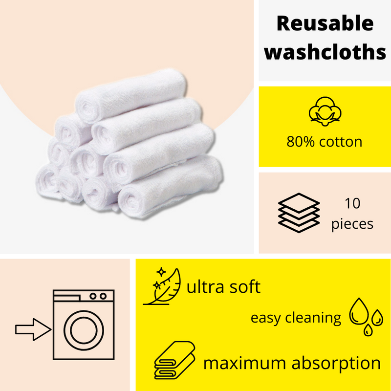 10 White Baby Washcloths