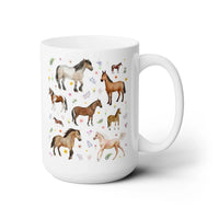 Watercolor Horses and Flowers Coffee Mug - BIG FRENCHIES
