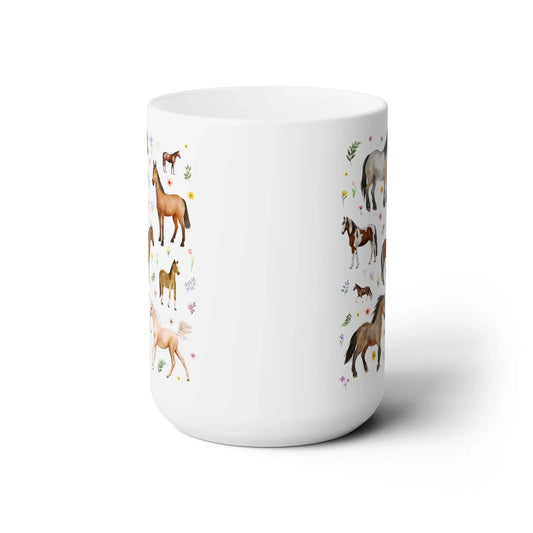 Watercolor Horses and Flowers Coffee Mug - BIG FRENCHIES
