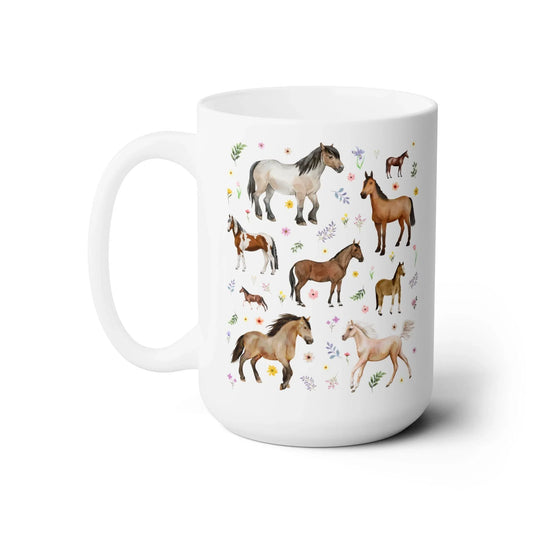 Watercolor Horses and Flowers Coffee Mug - BIG FRENCHIES