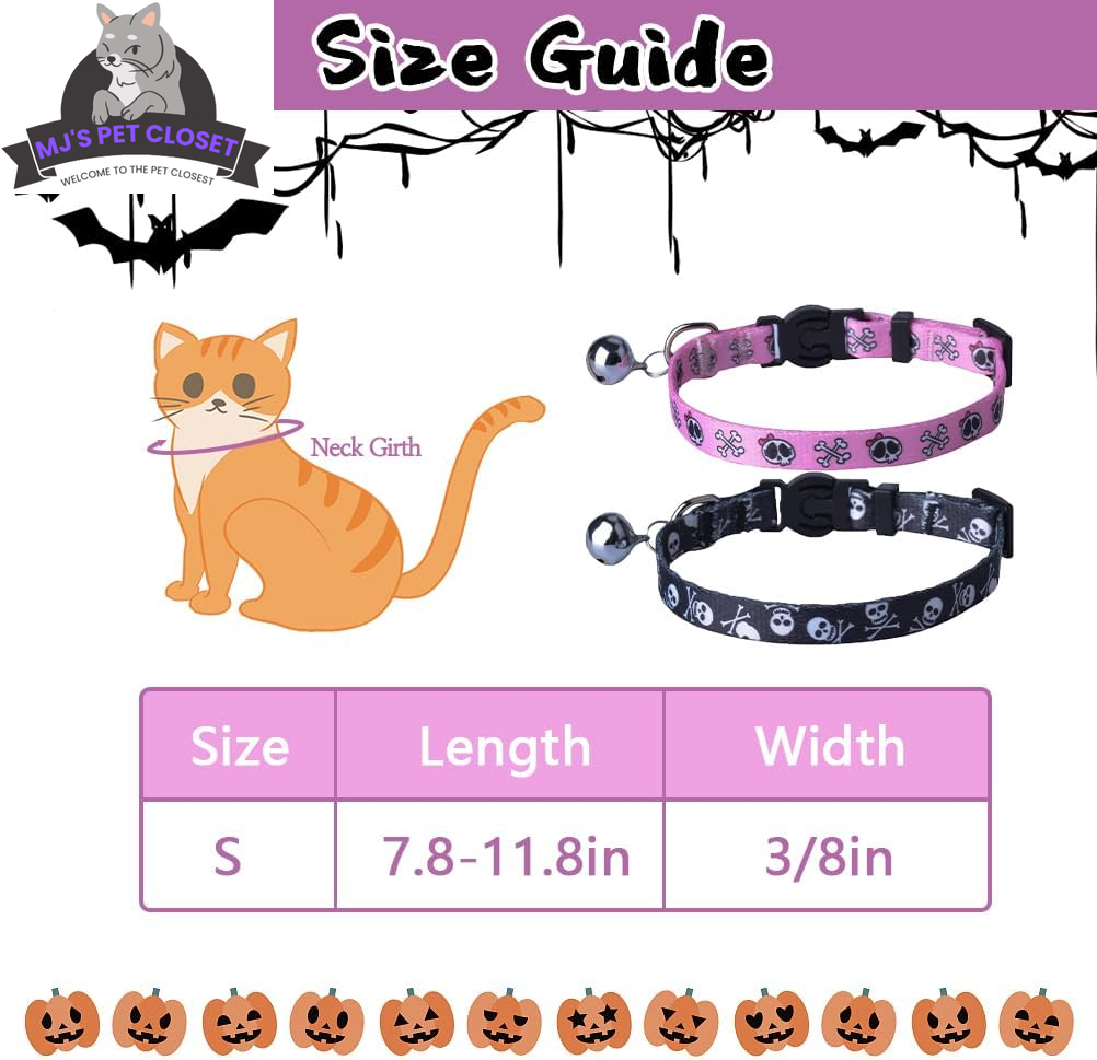 Cute & Stylish Breakaway Cat Collars! 🐾🎀 2-pack in Pink & Black Skull Design, Perfect for Your Fashionable Feline! 💖🐱 - BIG FRENCHIES