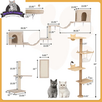 Elevate Your Cat's Playtime with the Darkiel 7-Piece Wall-Mounted Climbing Tower - BIG FRENCHIES