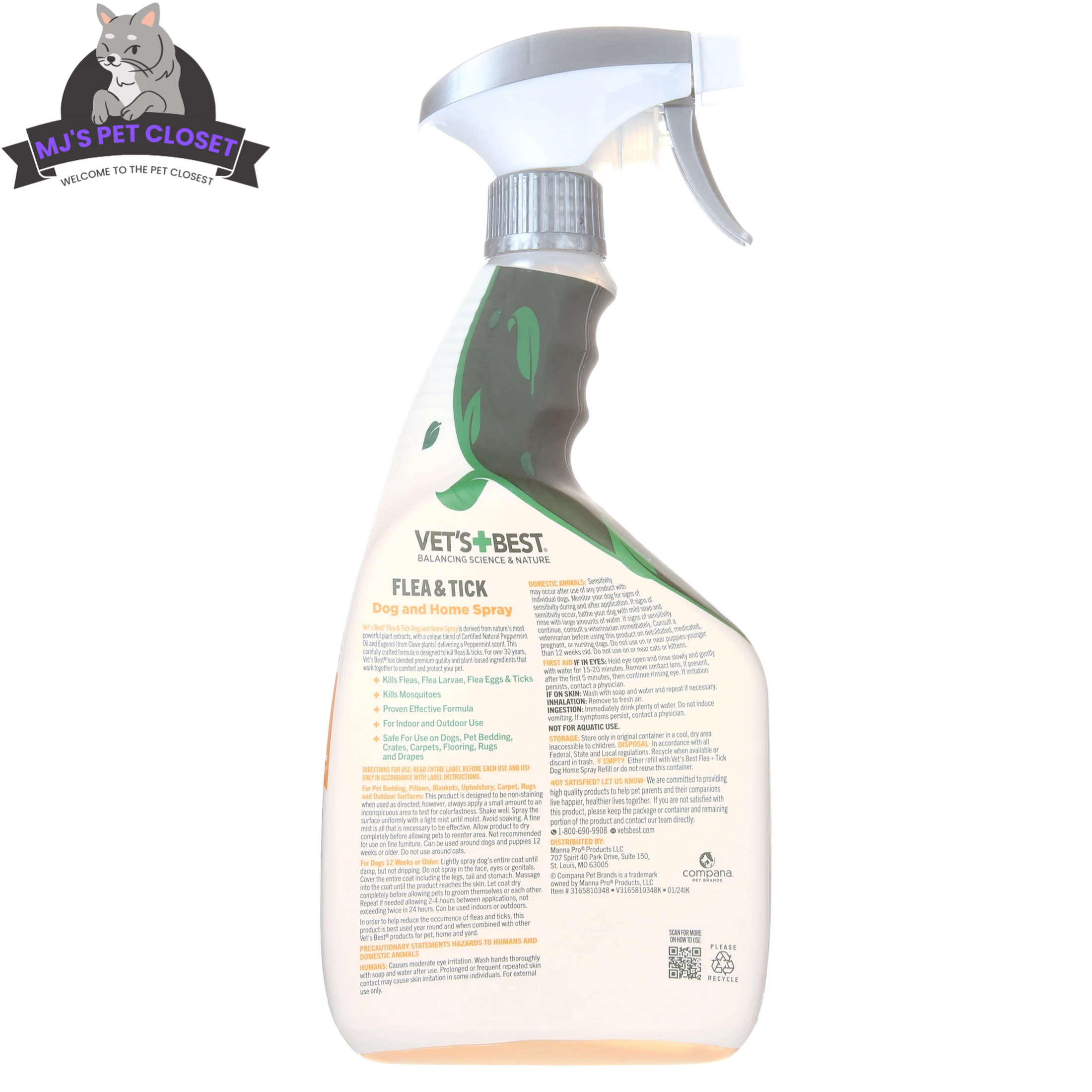 Vet's Best Flea and Tick Home Spray for Dogs - Refreshing Peppermint Scent - 32oz of Powerful Protection - BIG FRENCHIES