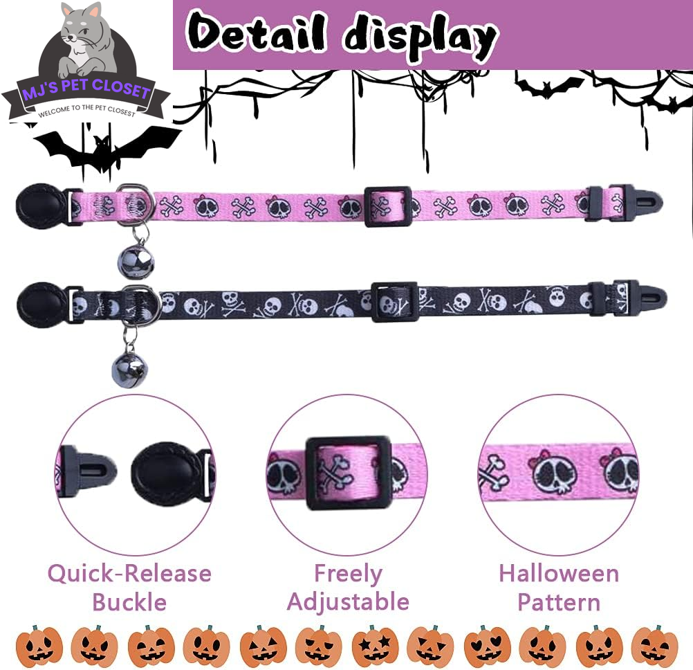 Cute & Stylish Breakaway Cat Collars! 🐾🎀 2-pack in Pink & Black Skull Design, Perfect for Your Fashionable Feline! 💖🐱 - BIG FRENCHIES