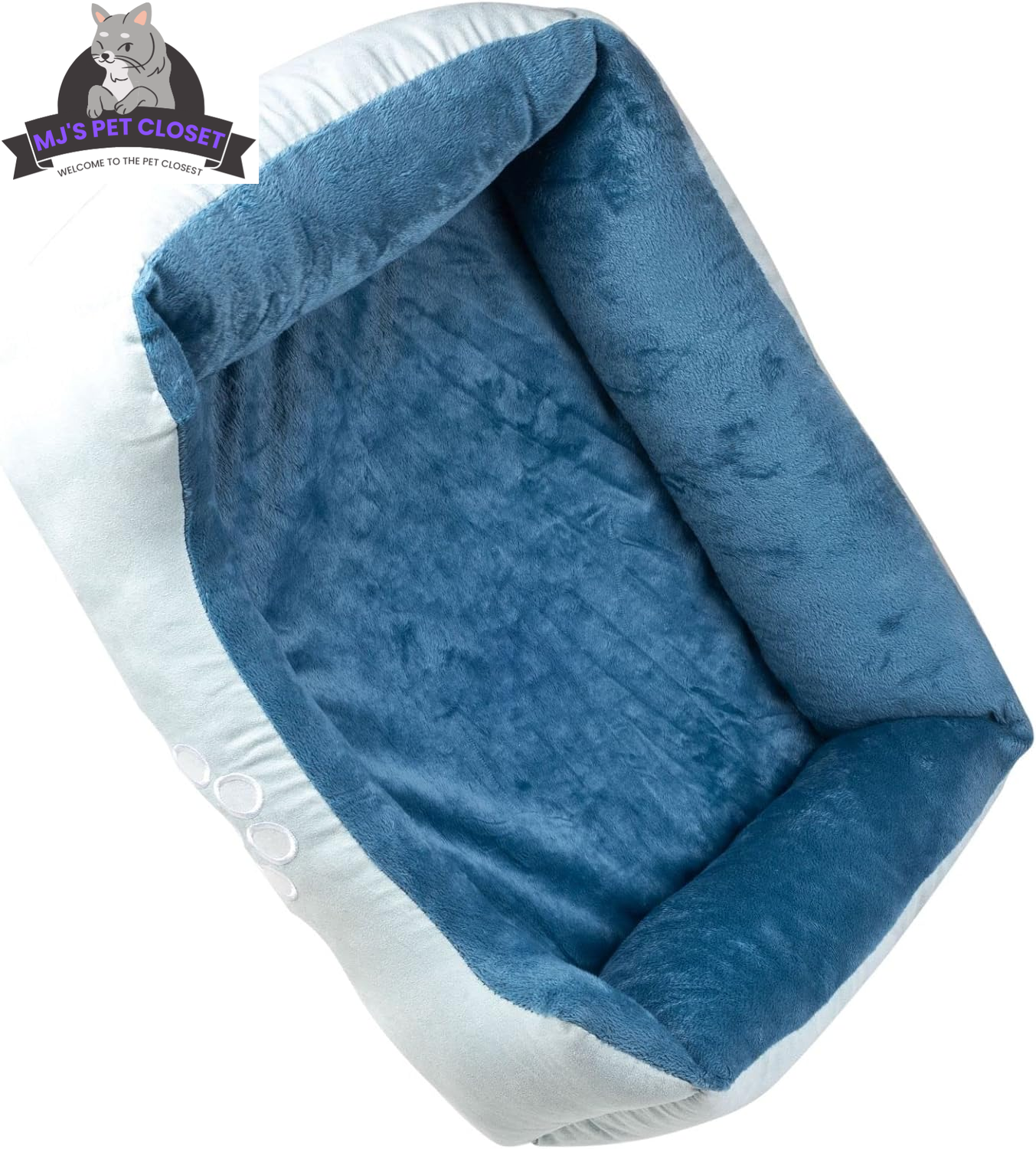 Upgrade your furry friend's comfort with our Medium Orthopedic Rectangle Bolster Pet Bed in Blue! 🐾💙 Perfect for restful naps and support! - BIG FRENCHIES
