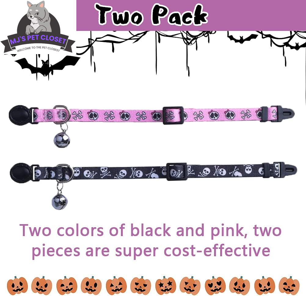 Cute & Stylish Breakaway Cat Collars! 🐾🎀 2-pack in Pink & Black Skull Design, Perfect for Your Fashionable Feline! 💖🐱 - BIG FRENCHIES