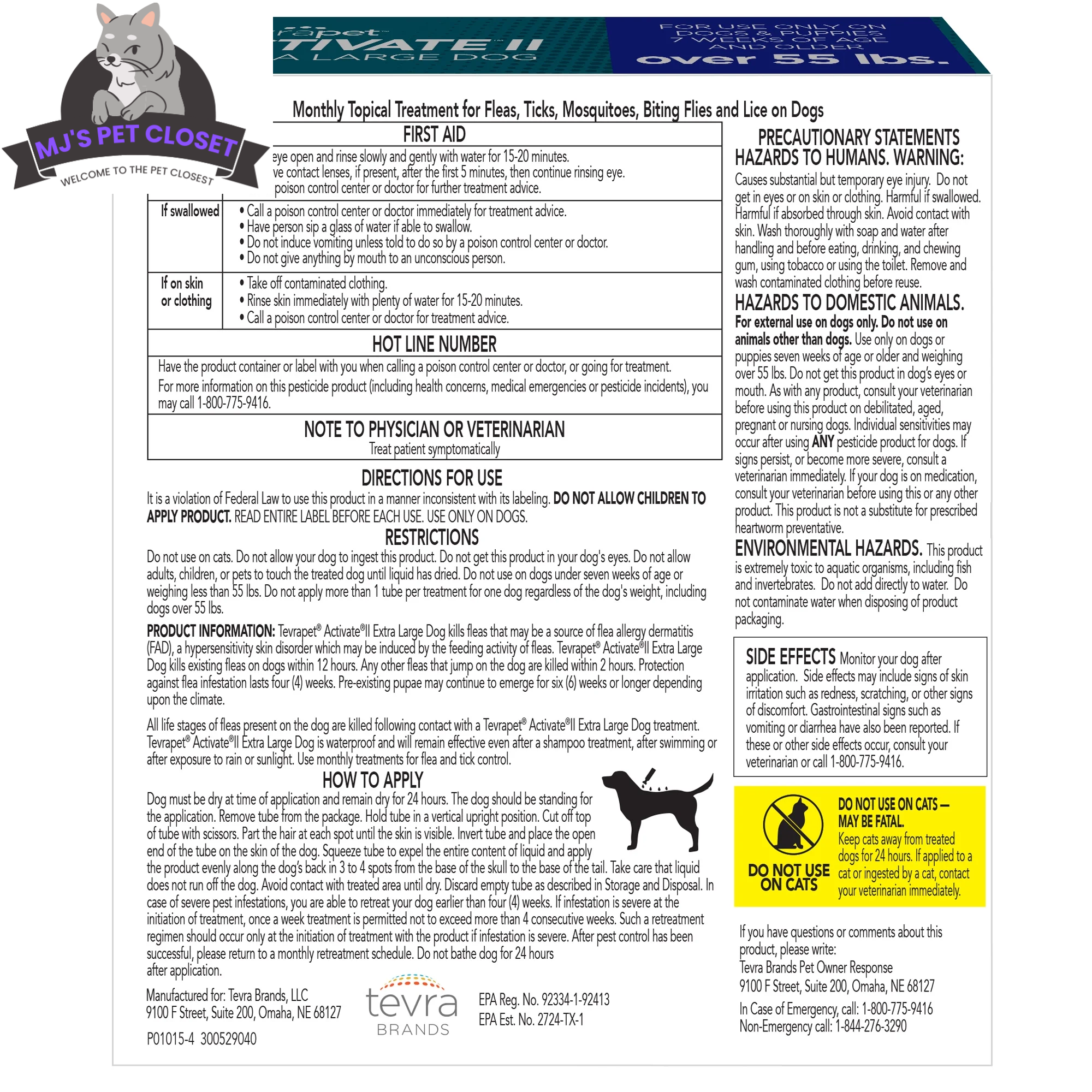 Protect Your Pup with Activate II Flea and Tick Prevention - Topical Drops for Extra Large Dogs (55+ lbs) - 4 Month Supply! - BIG FRENCHIES