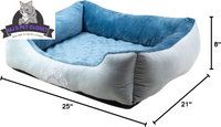 Upgrade your furry friend's comfort with our Medium Orthopedic Rectangle Bolster Pet Bed in Blue! 🐾💙 Perfect for restful naps and support! - BIG FRENCHIES