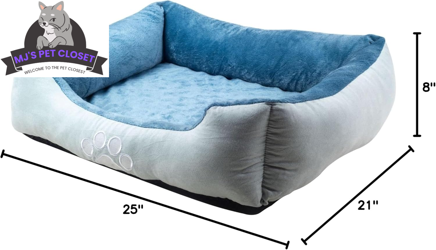 Upgrade your furry friend's comfort with our Medium Orthopedic Rectangle Bolster Pet Bed in Blue! 🐾💙 Perfect for restful naps and support! - BIG FRENCHIES