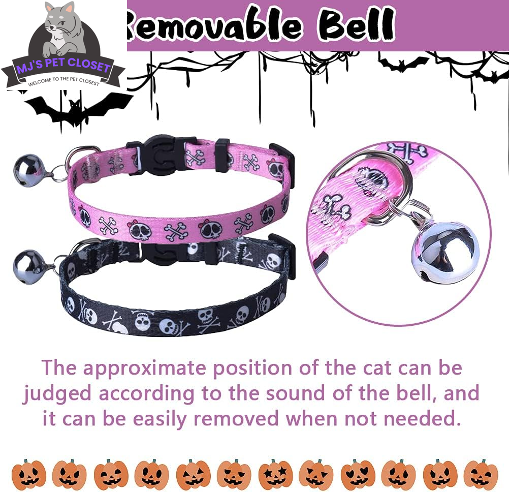 Cute & Stylish Breakaway Cat Collars! 🐾🎀 2-pack in Pink & Black Skull Design, Perfect for Your Fashionable Feline! 💖🐱 - BIG FRENCHIES