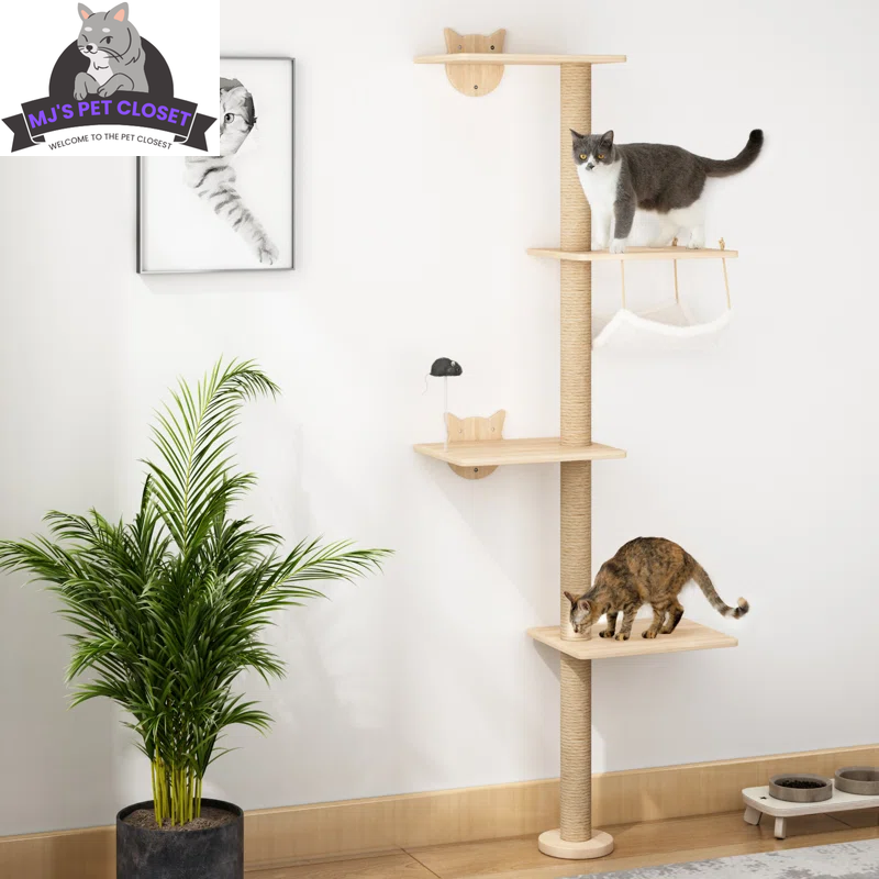 Elevate Your Cat's Playtime with the Darkiel 7-Piece Wall-Mounted Climbing Tower - BIG FRENCHIES