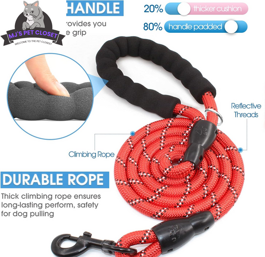 Upgrade your walks with our 2-Pack 5/6 FT Dog Leashes! 🐾✨ Featuring comfy padded handles and reflective threads for safety, perfect for all dog sizes! 🐶❤️ - BIG FRENCHIES